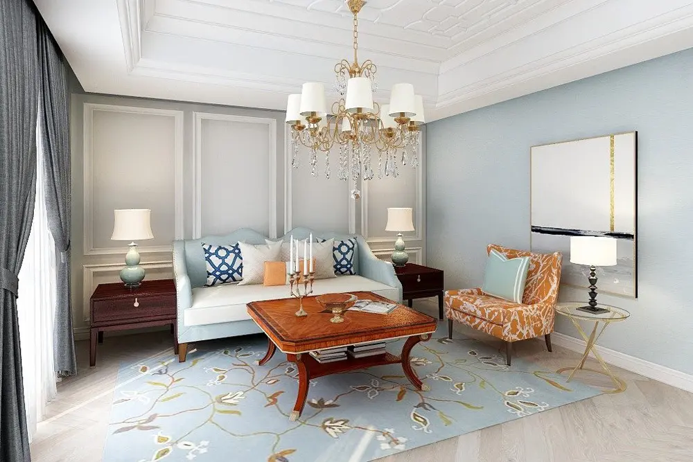 Luxury Traditional Living Room 3D design by Linlin Interiors Adelaide interior designer