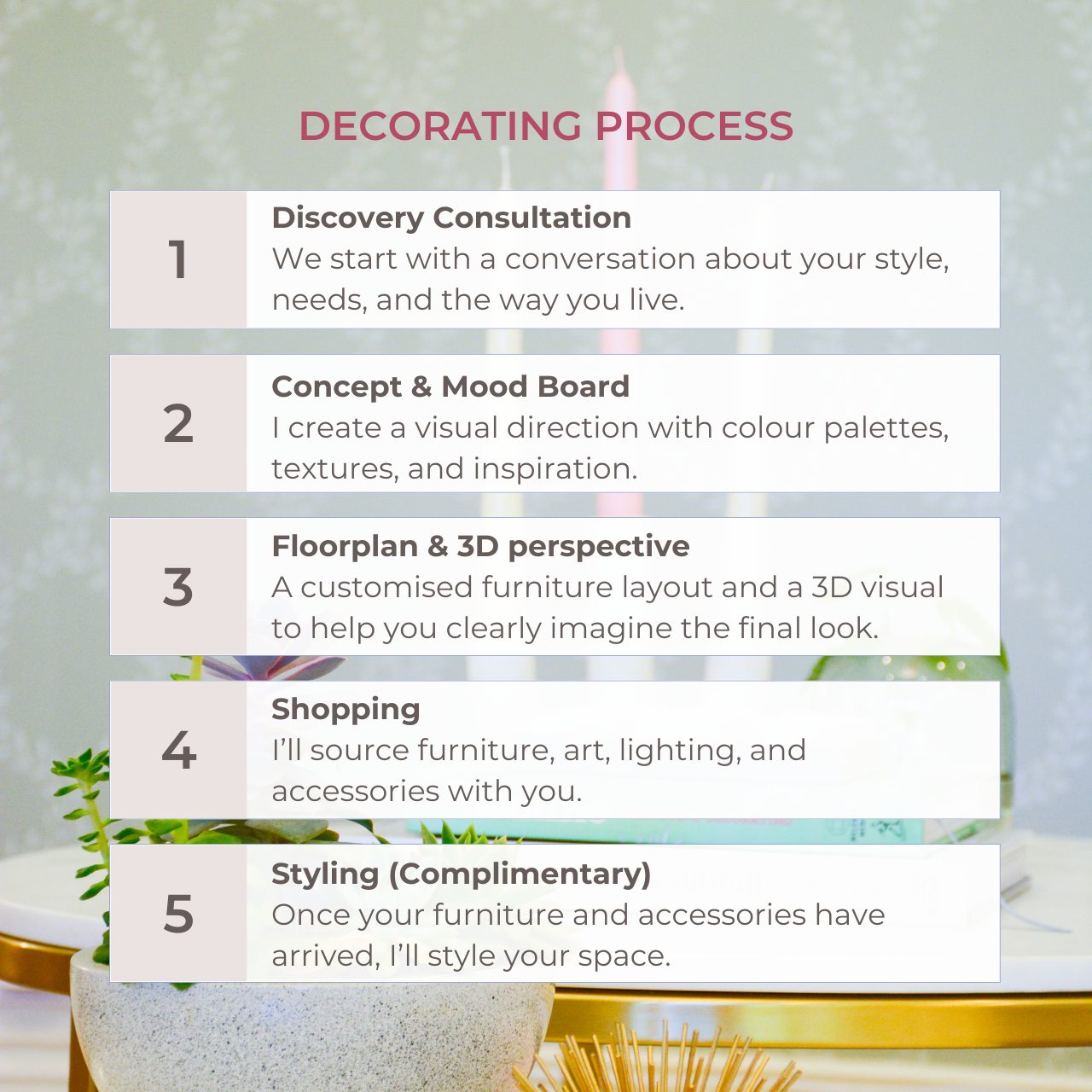Linlin Interiors Decorating Service Process